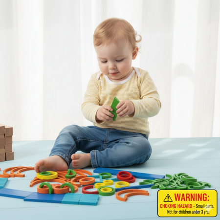 Montessori Wooden Creative Sticks and Rings Puzzle – Educational Toy for Kids (120 Pieces + 20 Double-Sided Cards)