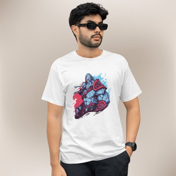 Warrior – Regular Cotton T-Shirt (White Design) | Men & Women | White - Image 3