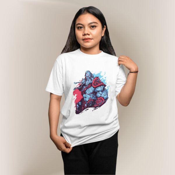 Warrior – Regular Cotton T-Shirt (White Design) | Men & Women | White - Image 4